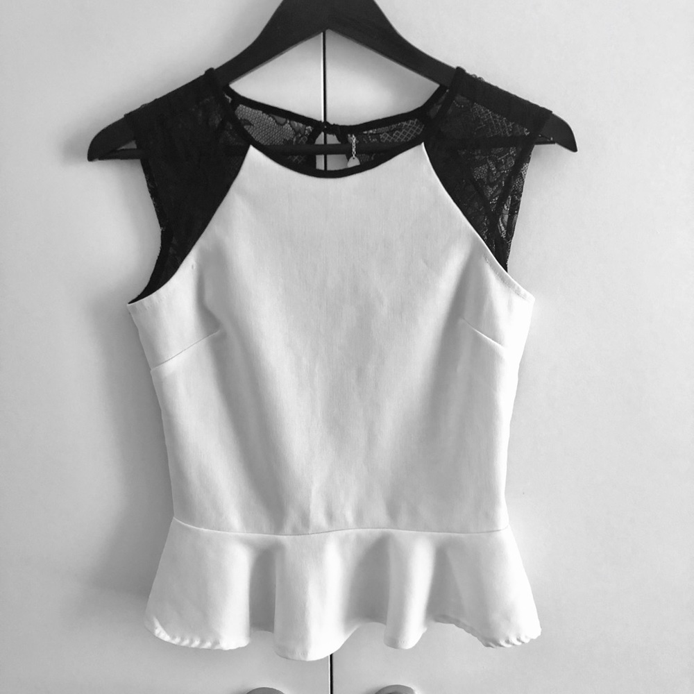 Black and White Peplum Top